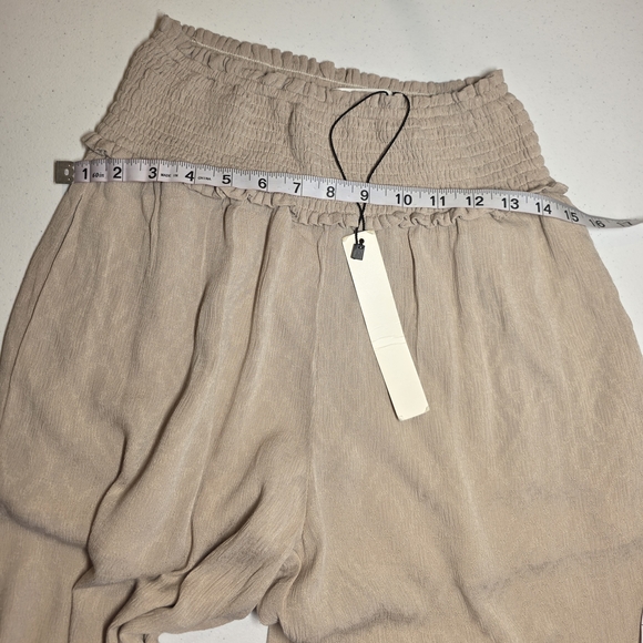 Anthropologie Mustard Seed NWT Wide Leg Pants Smocked Waist Neutral Boho Flowy - Picture 12 of 13